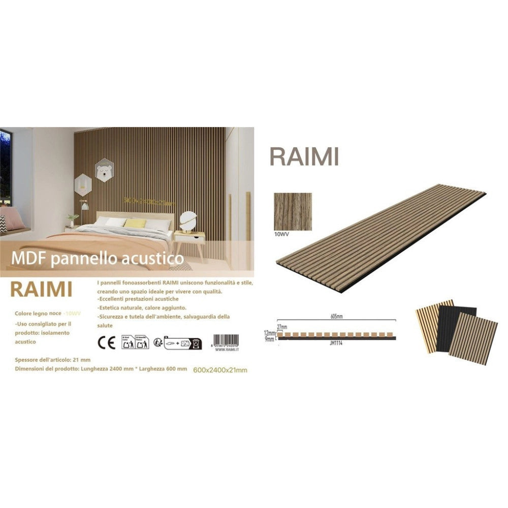 Trade Shop - Pannello Acustico Mdf Effetto Legno 600x2400 Mm Fonoassorbente A Doghe -