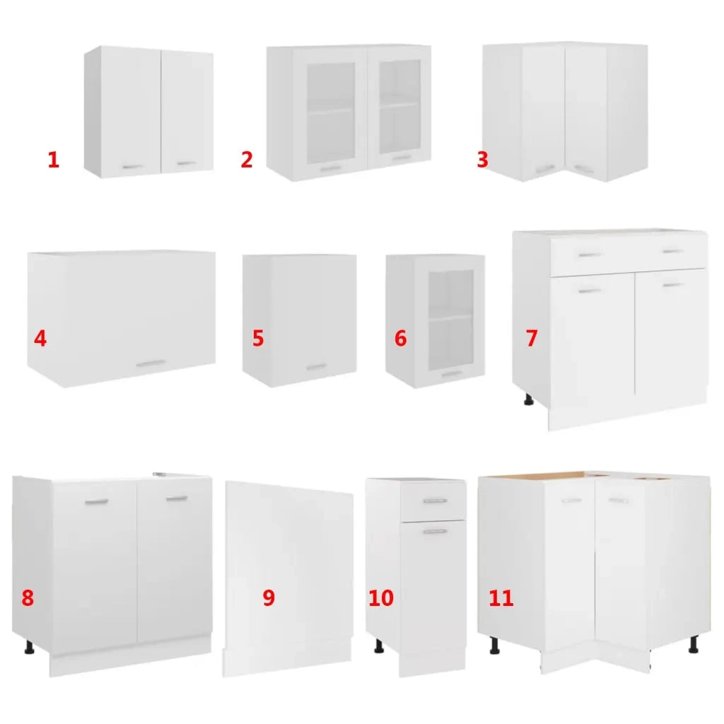 Set Armadi da Cucina 11 pz Lyon Bianco in Truciolato 3067664
