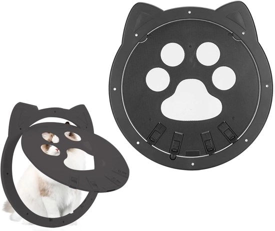 Catena per gatti con rete anti zanzare e chiusura automatica per gatti e piccoli cani (nero)