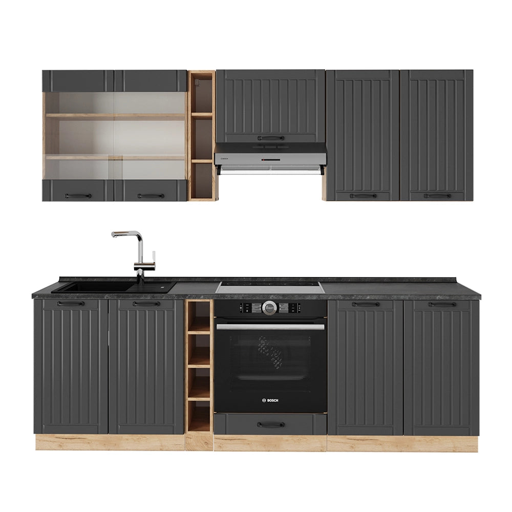 Cucina componibile Fame-Line Grigio scuro/Rovere dorato 235 cm, PL Antracite Vicco