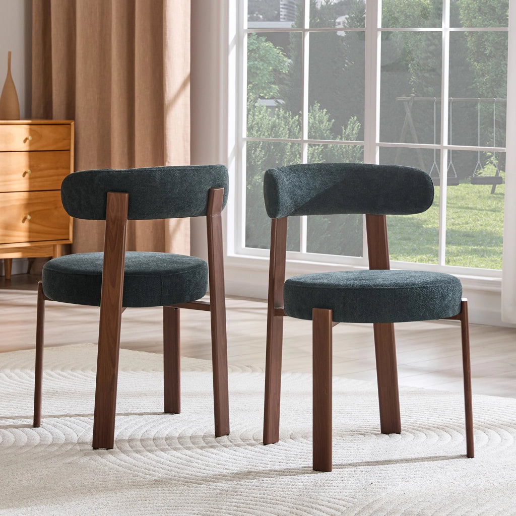 Sedia da Pranzo Moderna in Tessuto ¨C MINIMAL ¨C Nero, Set 2 Pezzi, Schienale ad Arco