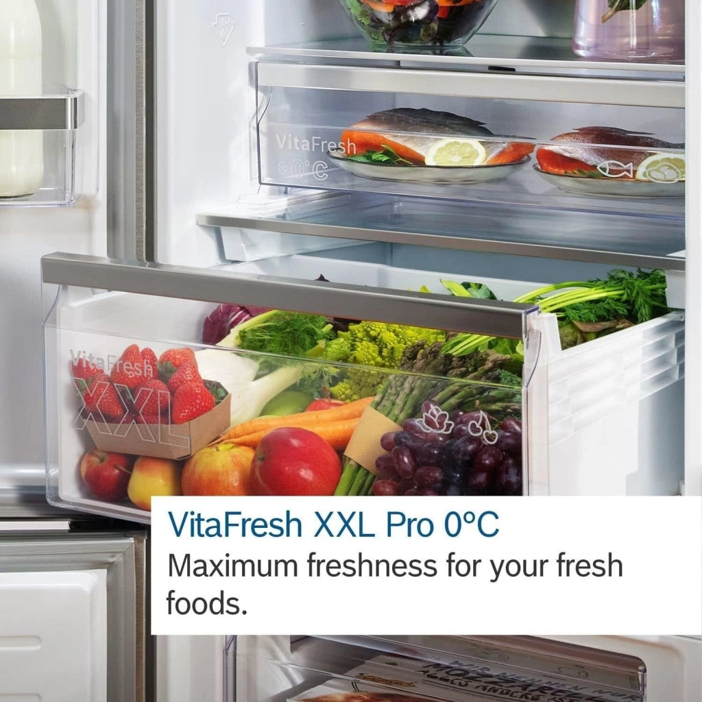 Bosch KGN367LDF Serie 4 Frigorifero Combinato 321 L 186 cm Classe D 35 dB Total No Frost Perfect Fit (186x60x66 cm) colore Acciaio Inox