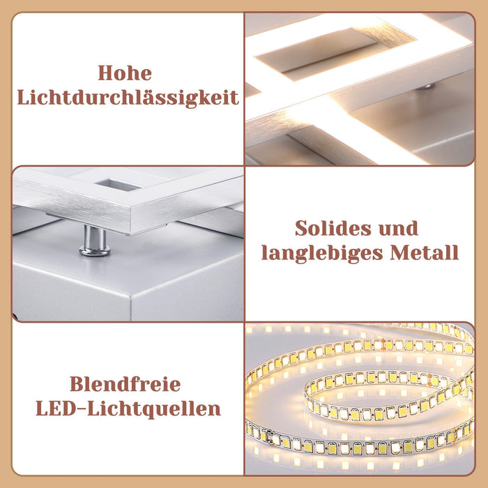 ZMH Lampada da soffitto plafoniera LED moderna argento 24W per camera letto interni