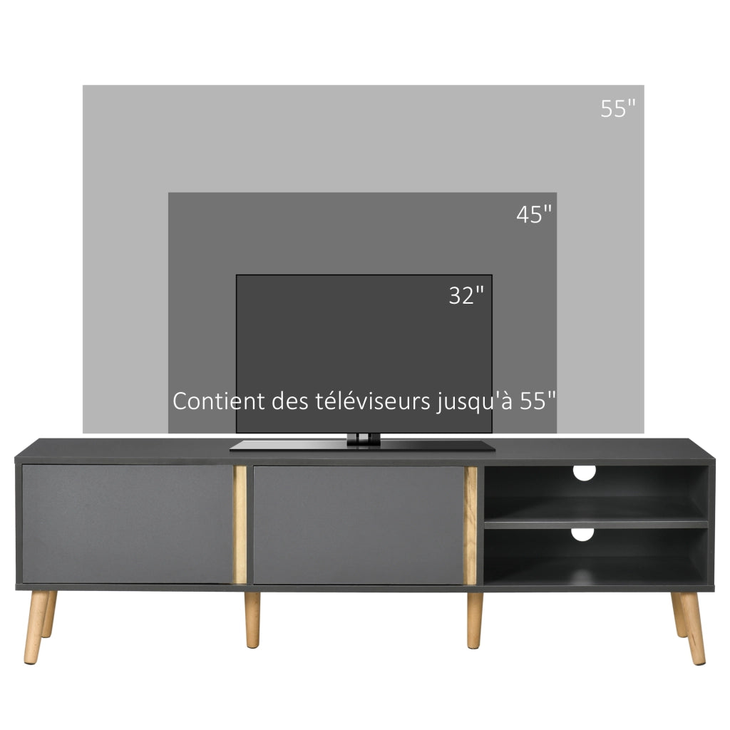 Mobile TV con 2 ante e 2 nicchie ¨C Minimal ¨C 150x35x45 cm grigio scuro
