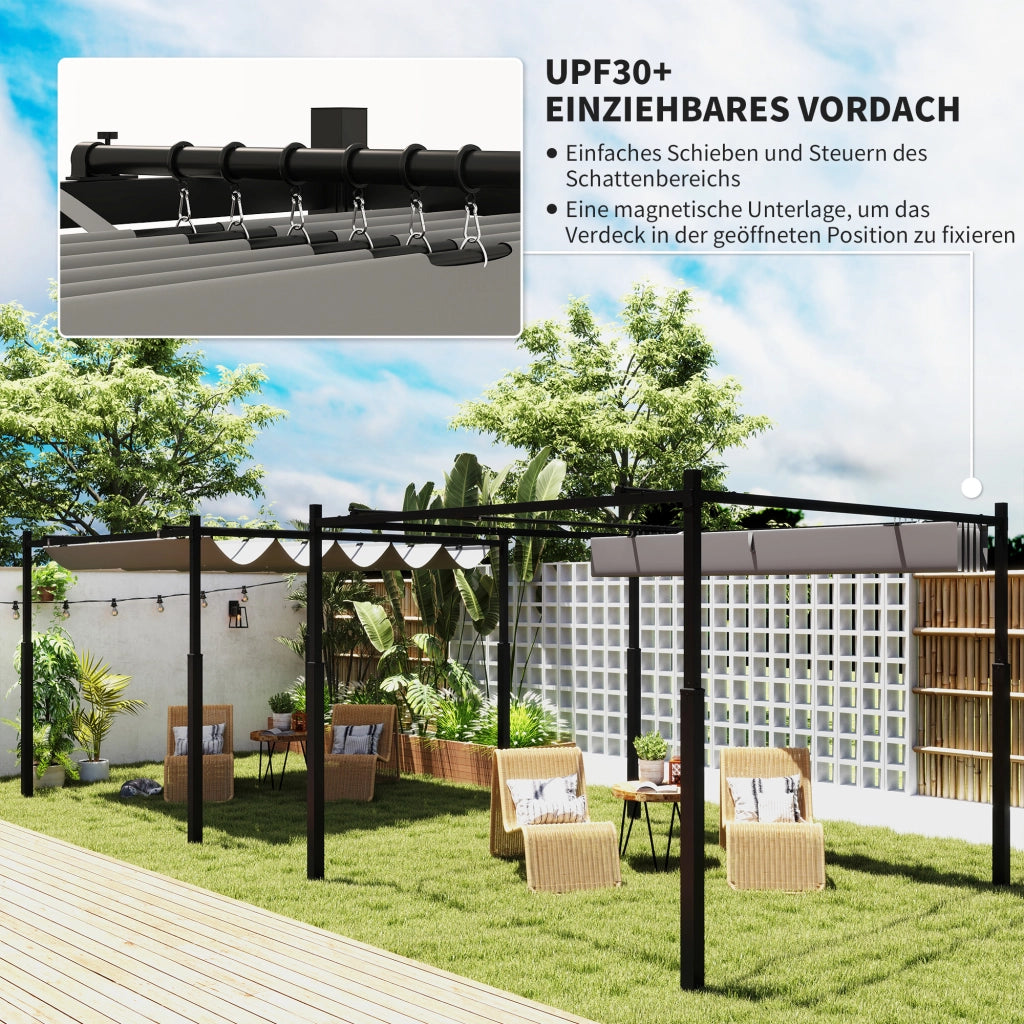 Pergola 3x3 m con Schiebedach ¨C zephmum ¨C Grigio, Polipropilene, 300x300x240 cm