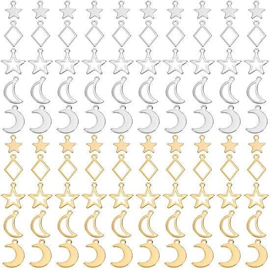 Set di 100 Bocchette in Acciaio Inossidabile con Disegno Stella e Luna