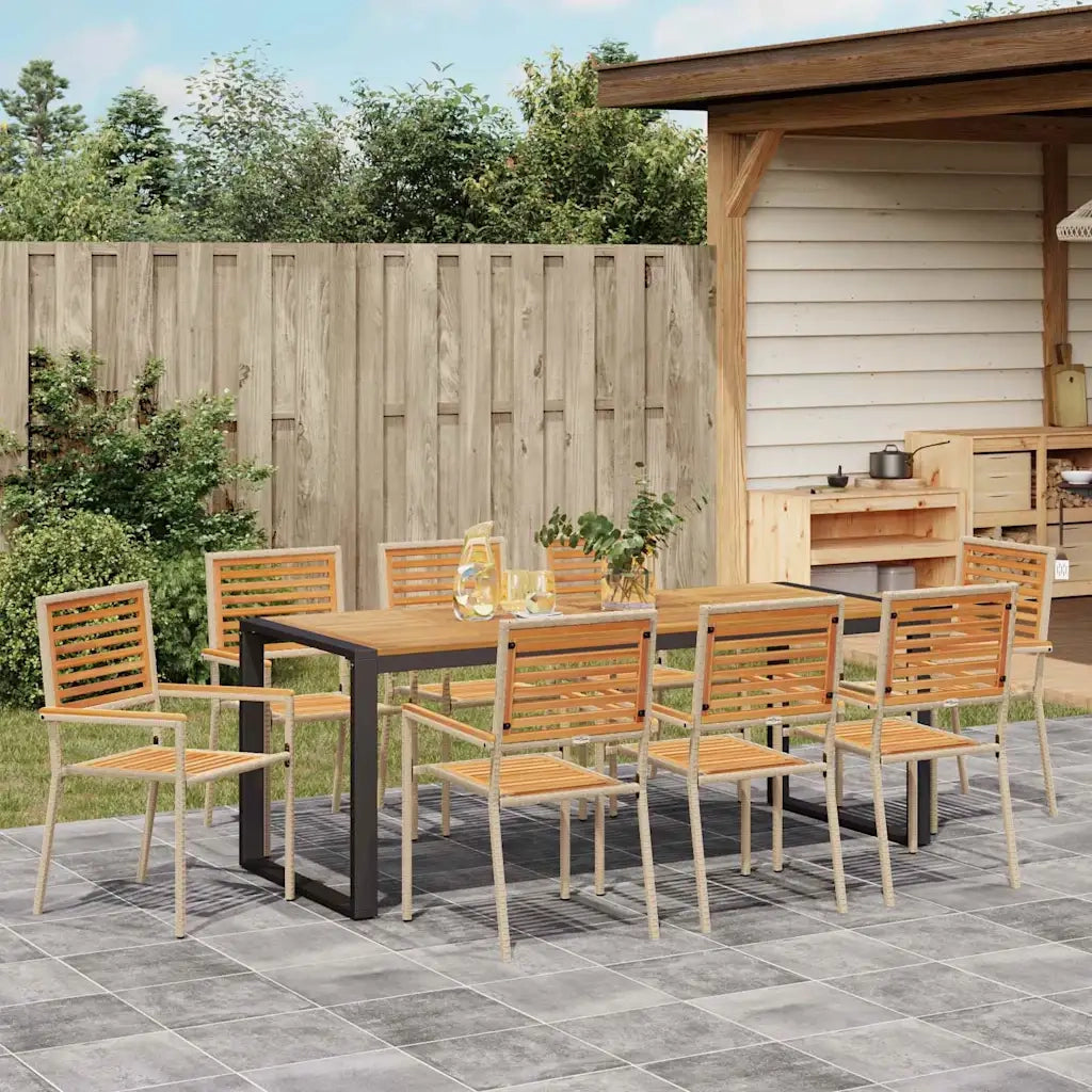 Set da Pranzo per Giardino 9 pcs Beige e Marrone polyrattan 3365489
