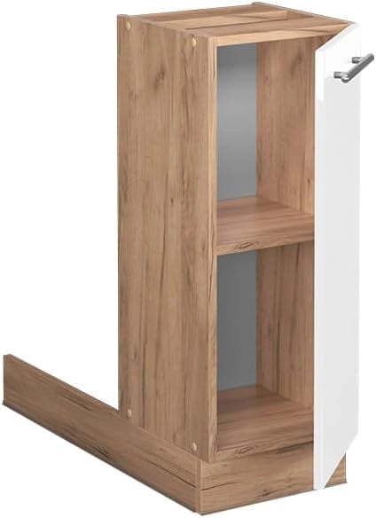 Isola cucina Fame-Line, Bianco lucido, 30 cm senza piano di lavoro, liberamente combinabile con altri moduli Fame-Line