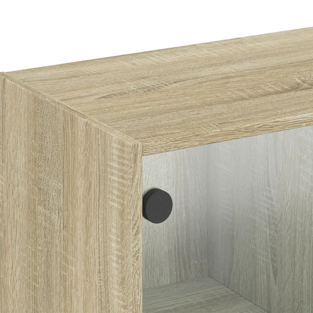 Armadietto a Muro | Mobile a Muro con Ante in Vetro Rovere Sonoma 102x37x35 cm