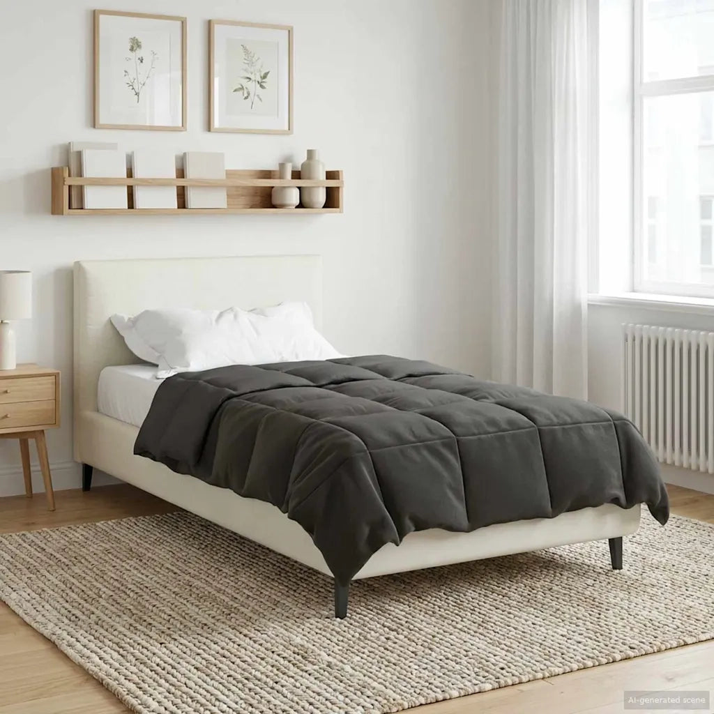 Piumone | Duvet Completo Annuale Antracite 140 x 220 cm Microfibra