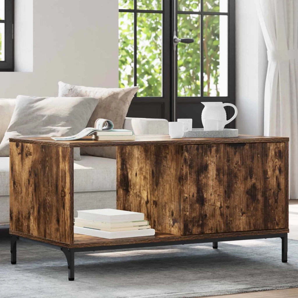 Tavolino da salotto con cassetto Rovere fumé 90 x 49 x 46 cm 883449