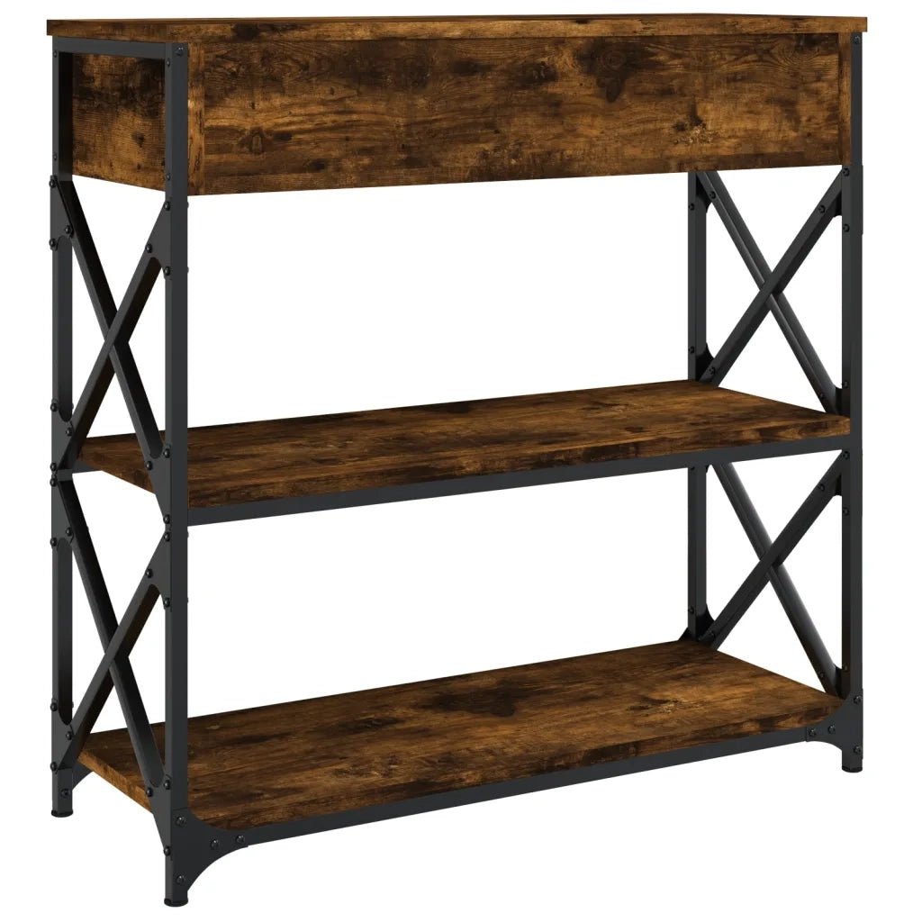 Tavolino Consolle | Tavolo d'Ingresso Rovere Fumo 75x28x75 cm in Legno Multistrato
