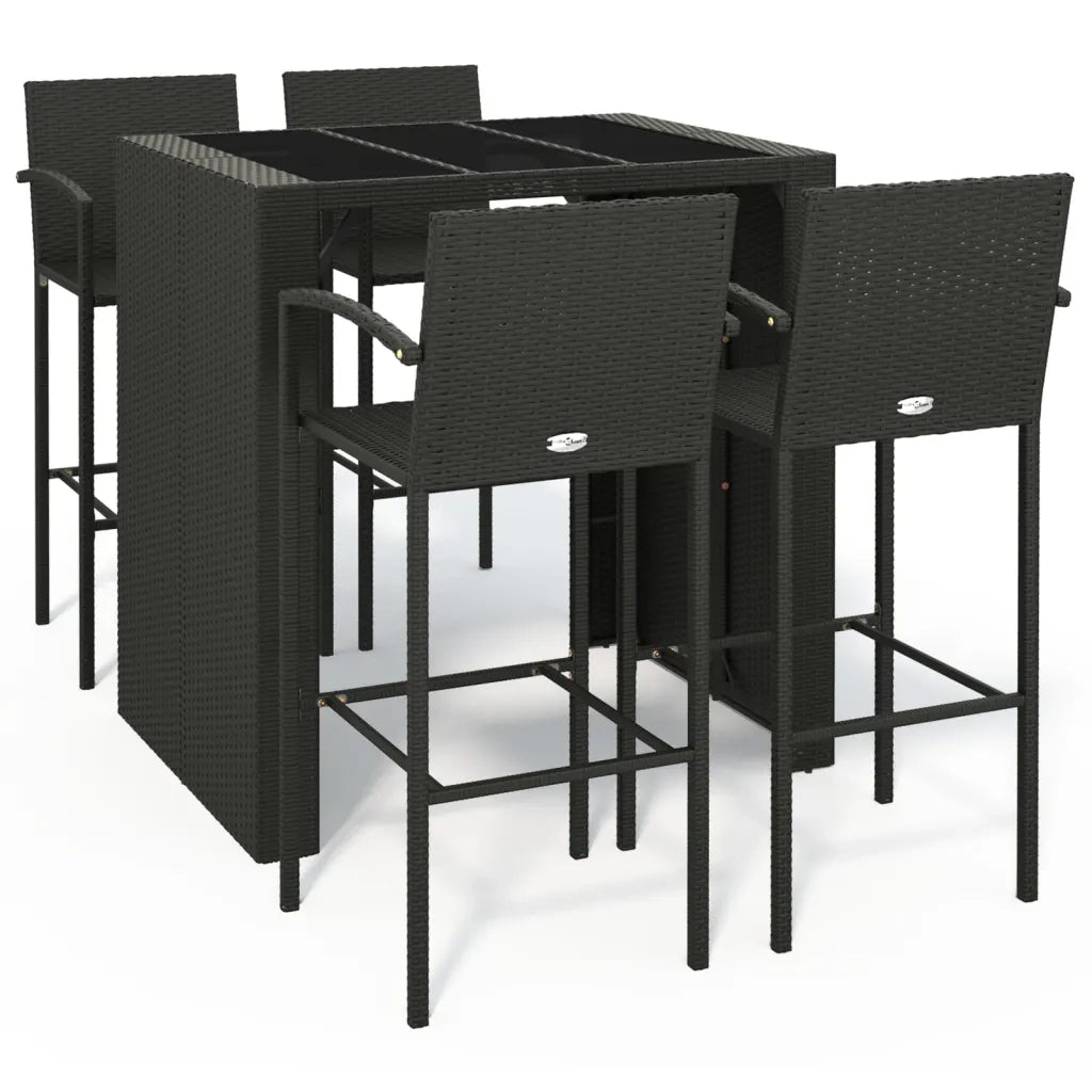 Set Bar da Giardino 5 pz Nero in Polyrattan 3187666