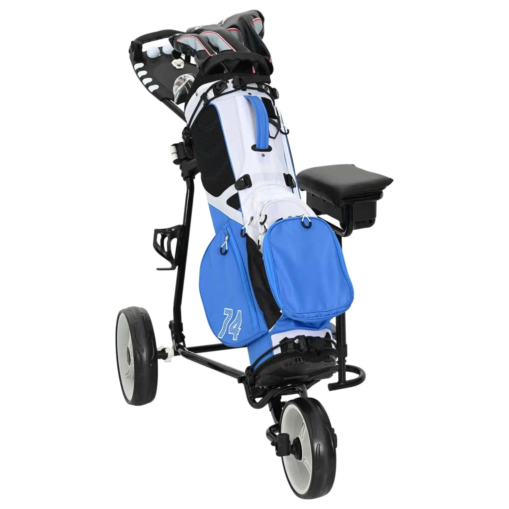 Carrello da golf con sedile Nero e Bianco 100 x 60 x 130 cm CFW5899224