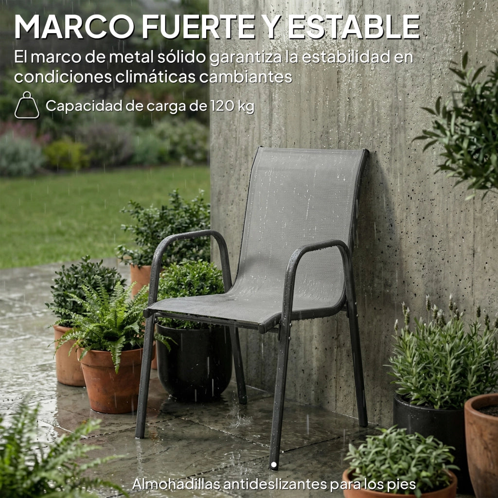 Sedia da giardino esterna impilabile con braccioli ¨C zephmum ¨C grigio