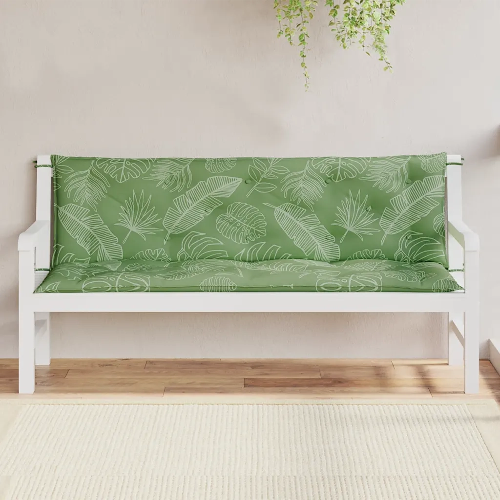 Cuscini Panca Giardino 2 pz Motivo a Foglie 150x50x7 cm Tessuto
