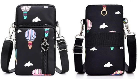 Borsa per Telefono - Borsa a Spalla per Donna - Nylon - Borsa a Tracolla - Borsa per Telefono con Porta Auricolare - Modello Piccolo - Protezione contro le Scalfette