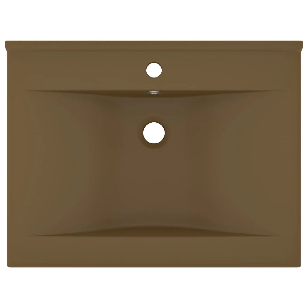 Lavabo con foro per rubinetto lavabo da appoggio wc lavabo bagno cosmetico casa casa 60 x 46 cm ceramica crema opaco 02_0002771