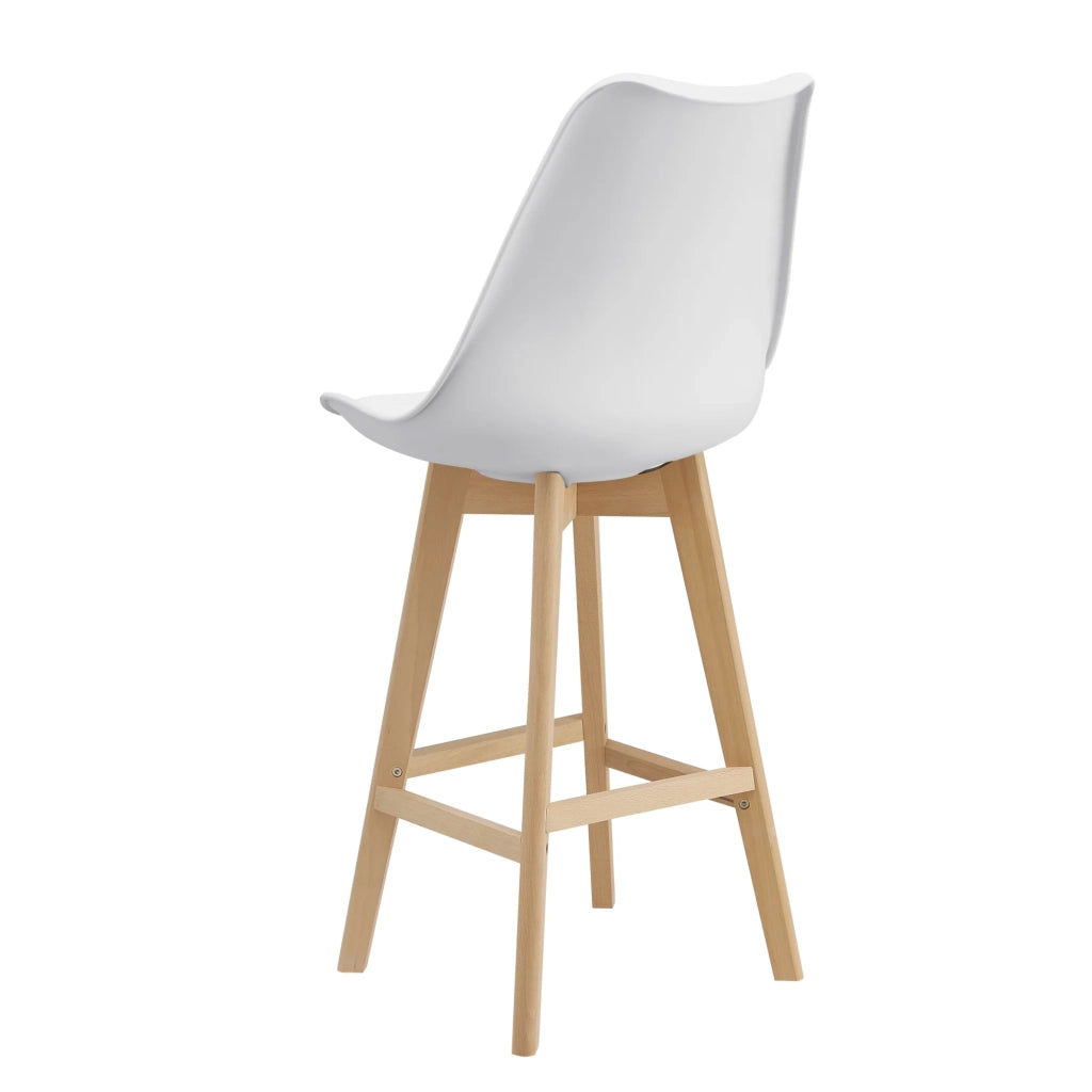 Set di 4 sgabelli da bar in plastica sintetica finitura faggio 105 x 48 x 58 cm bianco 03_0008716