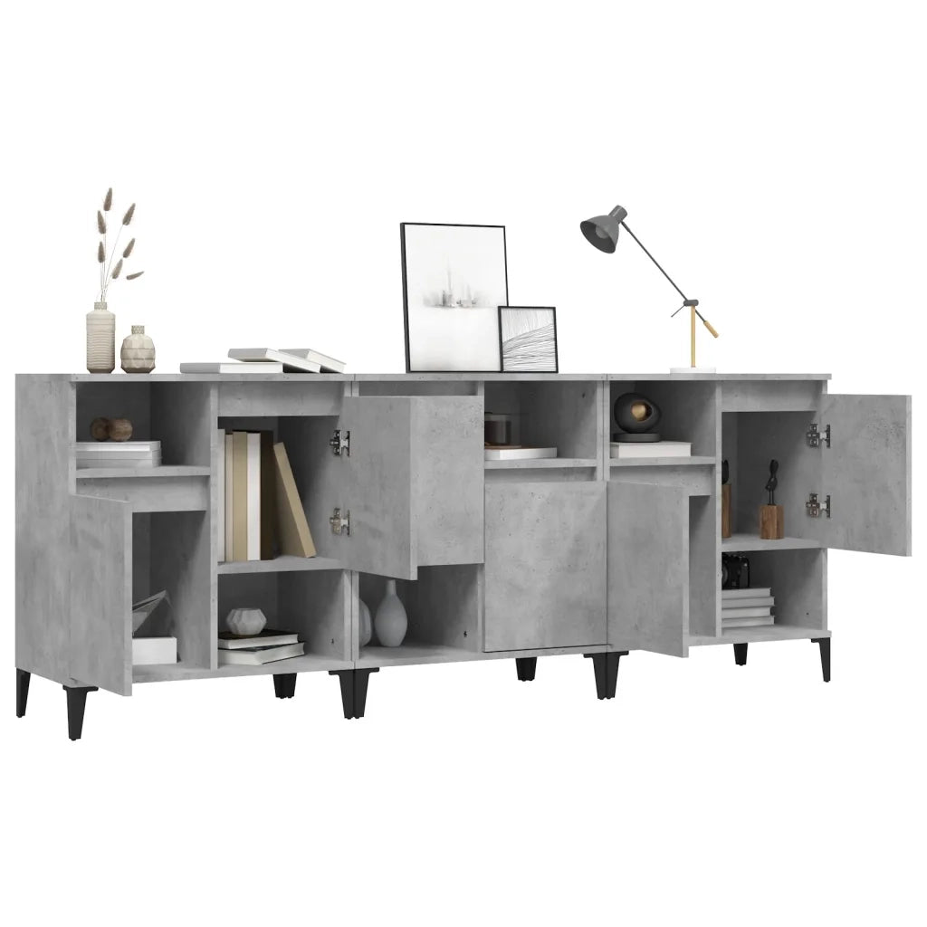 Credenze 3pz Grigio Cemento 60x35x70 cm in Legno Multistrato 3185747