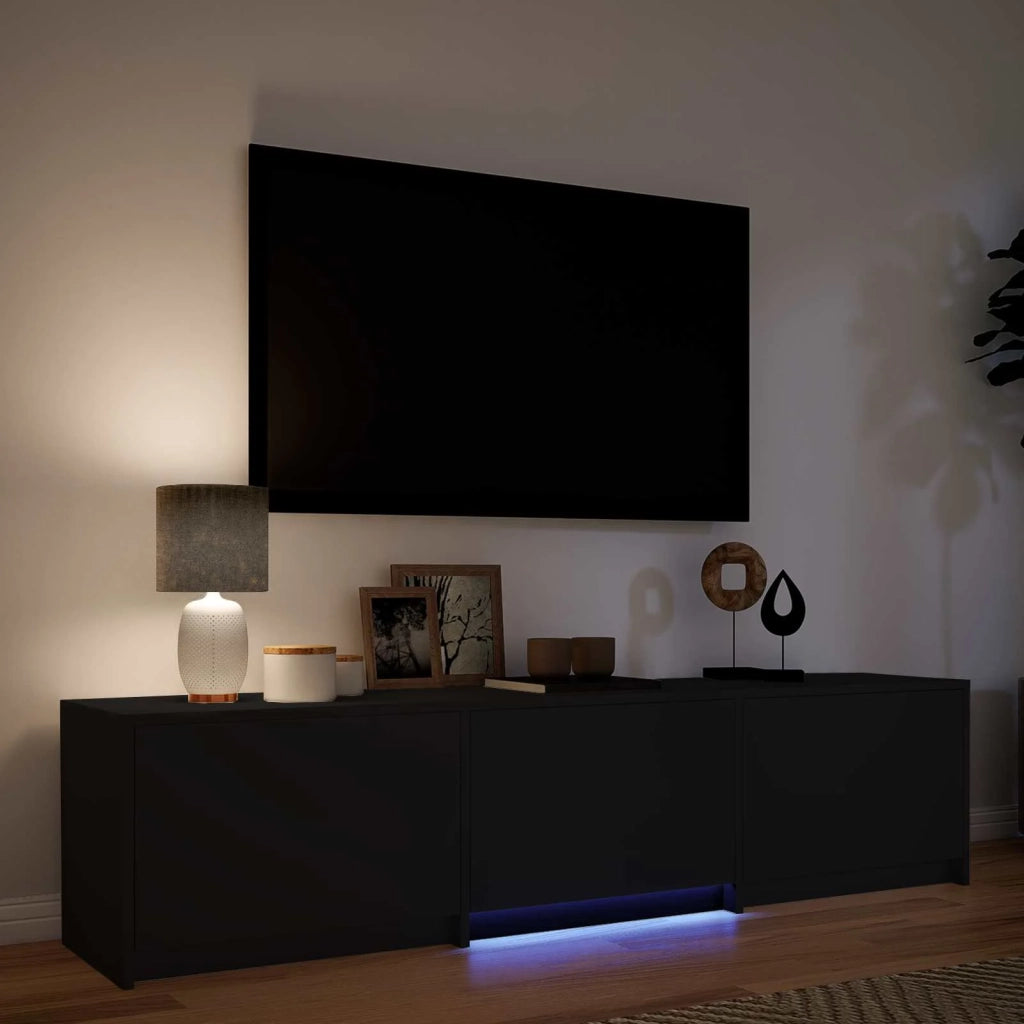 Mobile TV con LED Nero 165 x 34 x 40 cm Legno ingegnerizzato