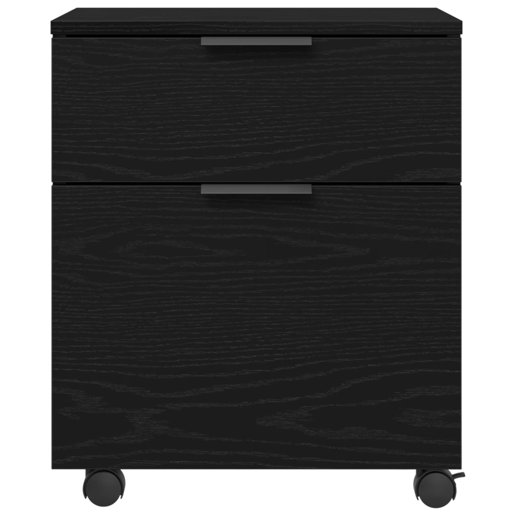 Armadio Mobile con Ruote  Nero Rovere 45x38x54 cm