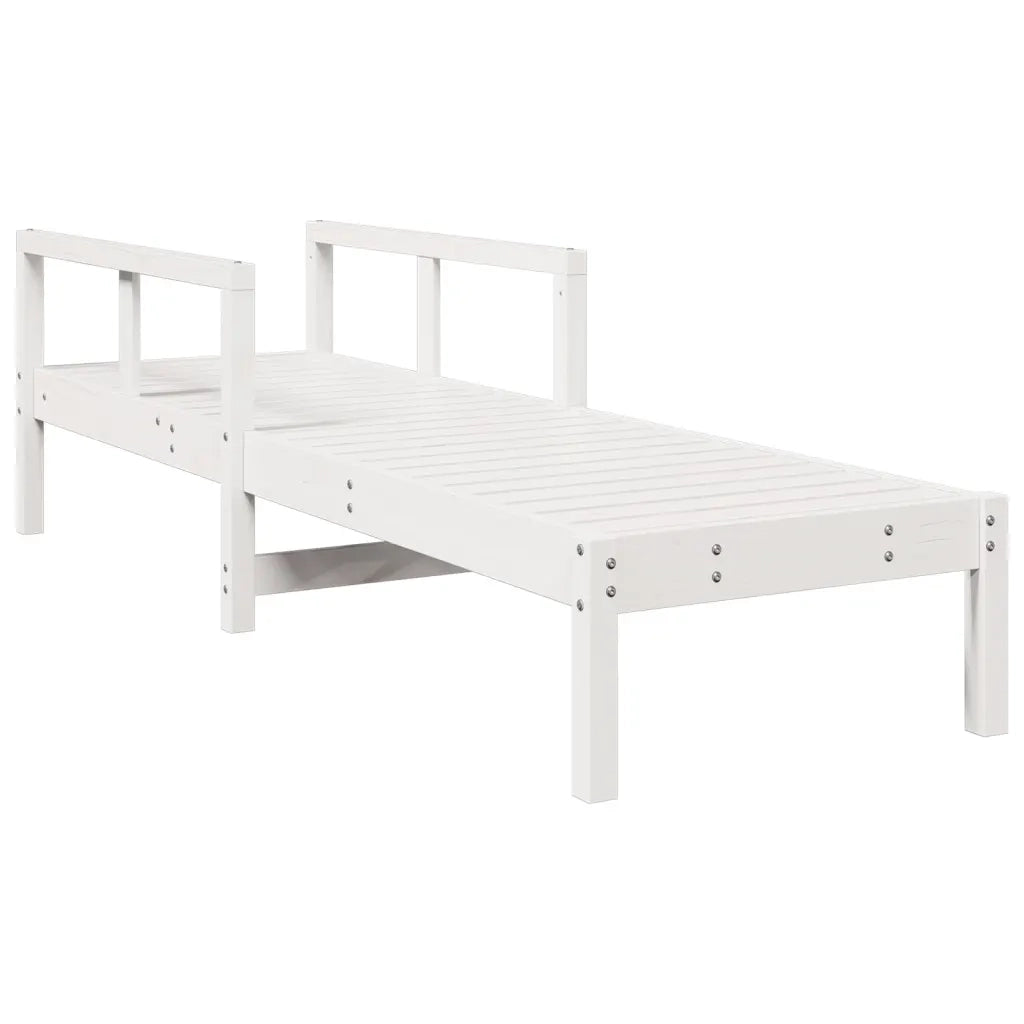 Lettino Prendisole | Sdraio da giardino | Lettino da sole Bianco 199,5x62x55 cm Legno Massello di Pino