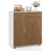 Credenza buffet cucina 2 cassetti 2 ante 3 ripiani regolabili, Armadietto bar caff¨¨ organizzatore moderno rustico pranzo soggiorno ingresso Marrone