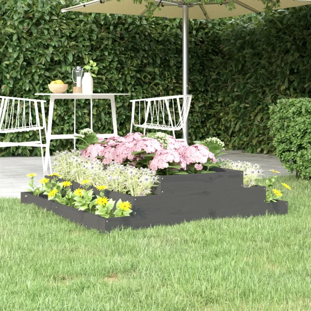 Fioriera | Cassetta per fiori | Vaso Grigia 110x110x27 cm in Legno Massello di Pino