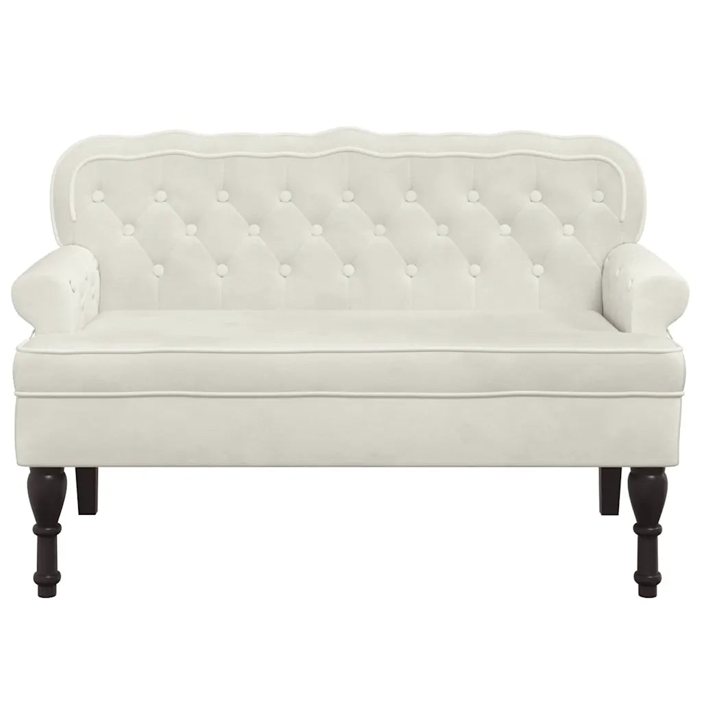 Panca con Schienale Crema 119,5x64,5x75 cm in Velluto CFW7998626