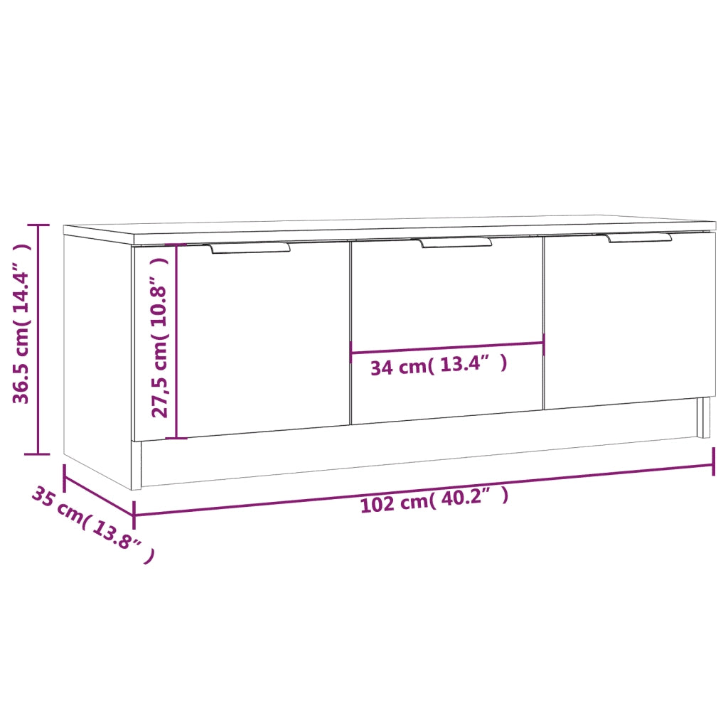 Mobile Porta TV Rovere Sonoma 102x35x36,5 cm Legno Multistrato 811361