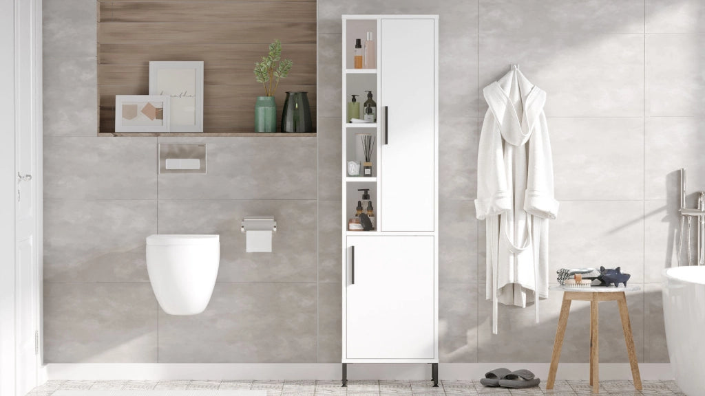 Armadio multifunzionale in legno "Vile" - 45 x 35 x 174 cm - Bianco