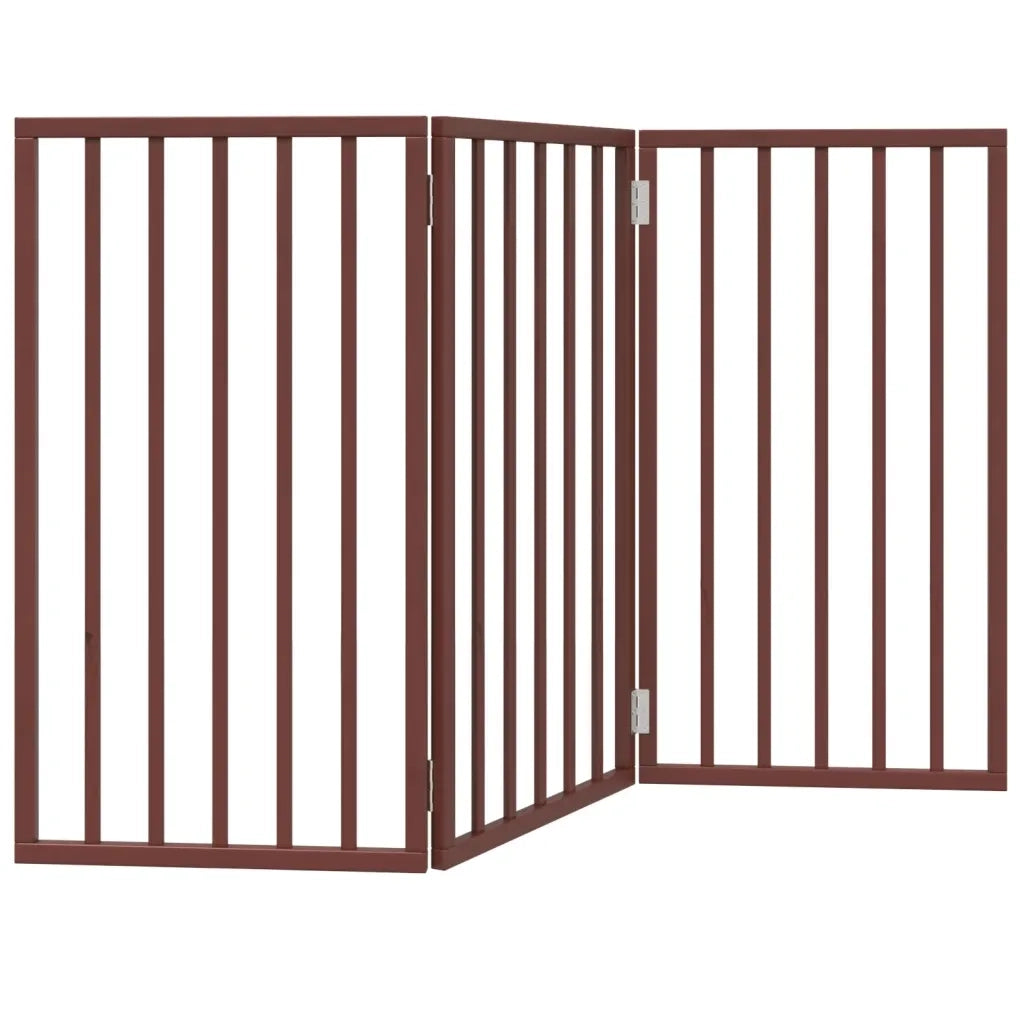 Cancello Cani Pieghevole 3 Pannelli Marrone 150cm Legno Pioppo CFW9515738