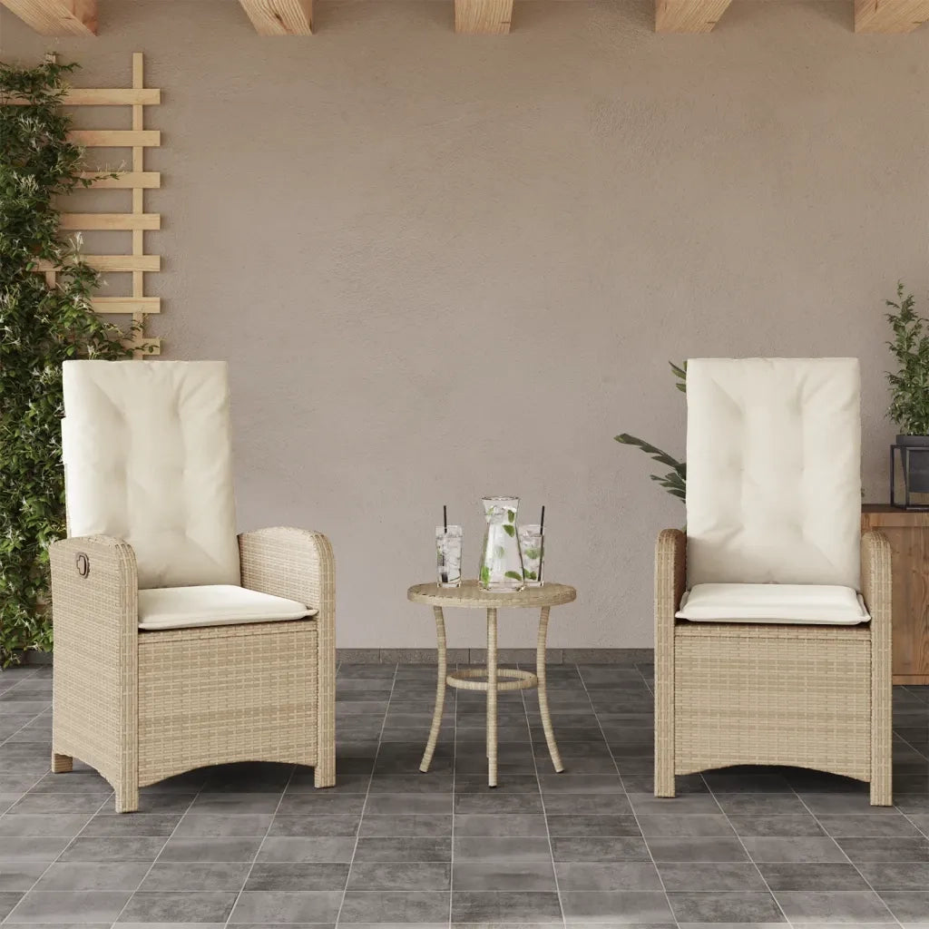 Set da Bistr¨° 3 pz | Set Salotto da Giardino con Cuscini Beige in Polyrattan