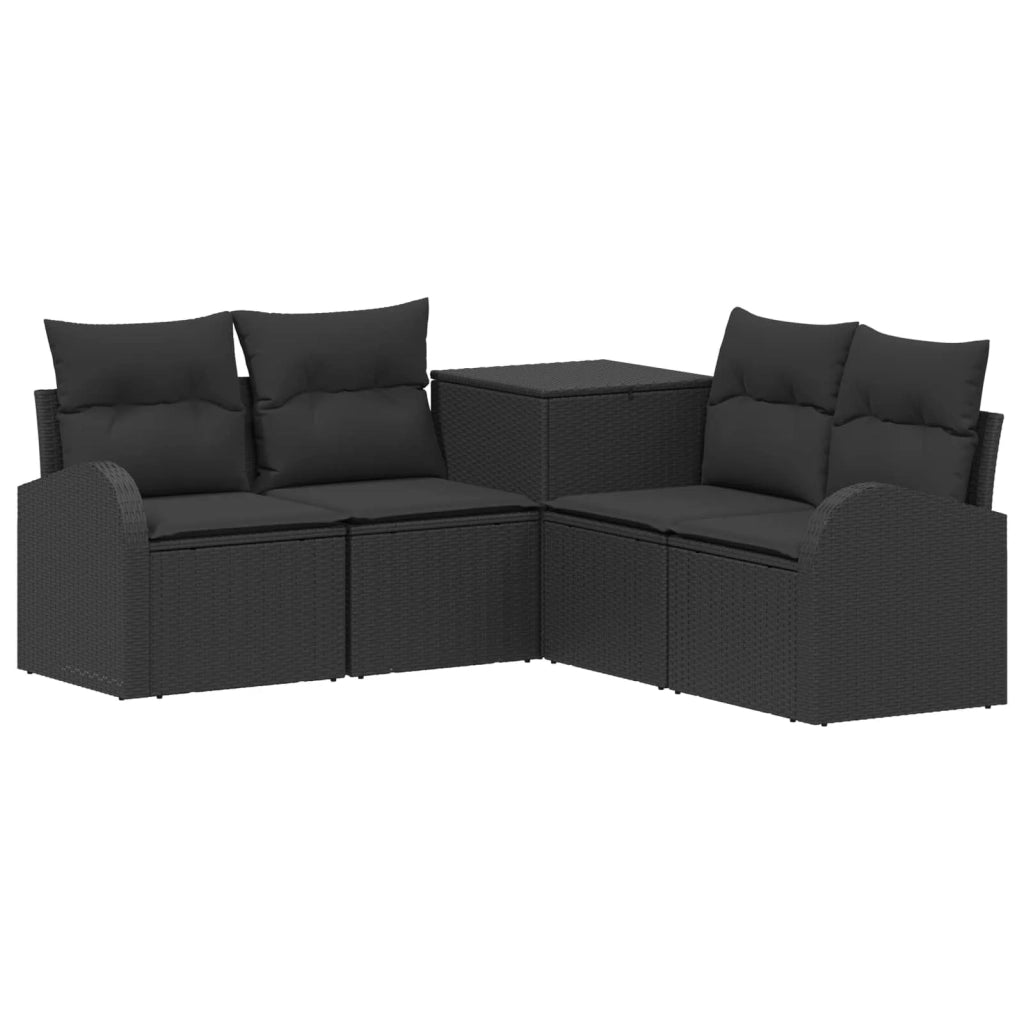 Set di divani 5 pz Nero Rattan sintetico e Acciaio 3447771