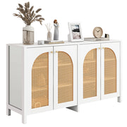 Credenza con 4 ante e ripiano regolabile; maniglie in metallo - per soggiorno - in MDF - bianco