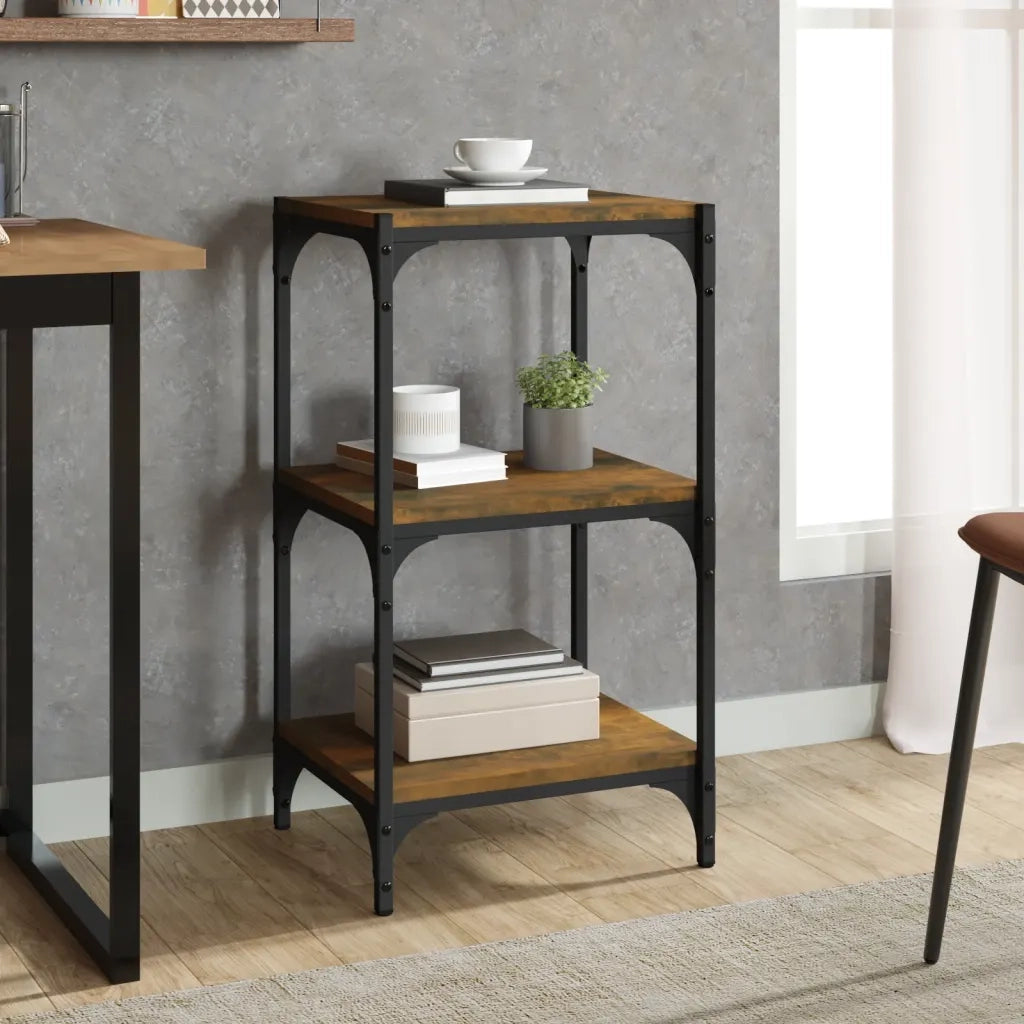 Libreria-Scaffale per Libri-Mobile di Stoccaggio rovere fumo 40x33x70,5cm Legno Multistrato e Acciaio