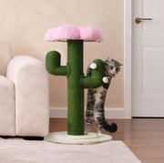 Tiragraffi per gatti a forma di cactus 90 cm; verde; con base stabile in MDF e sisal