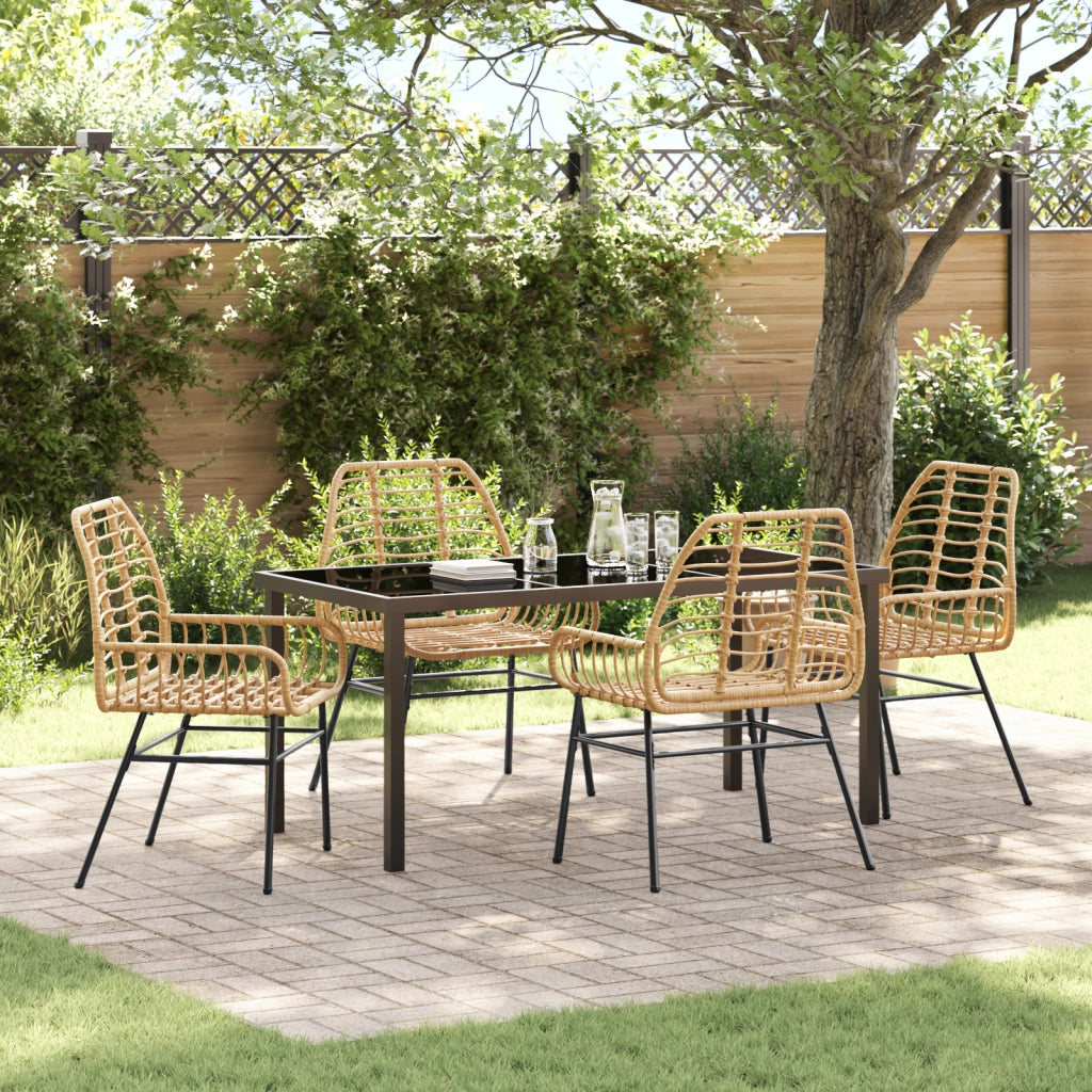 Set da Pranzo da Giardino 5 Pezzi Marrone Polyrattan