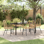 Set da Pranzo da Giardino 5 Pezzi Marrone Polyrattan