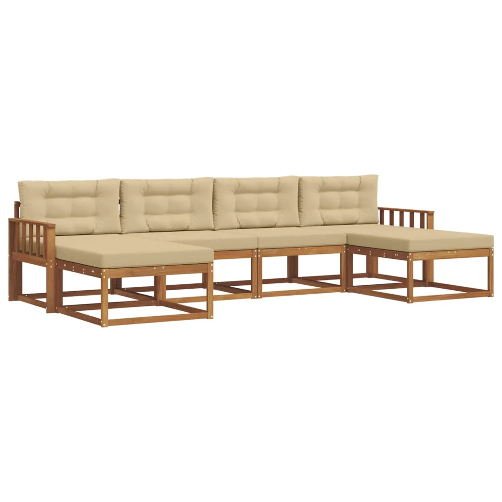 Set di divani da esterno con cuscino 6 pcs Naturale e Beige 3367961