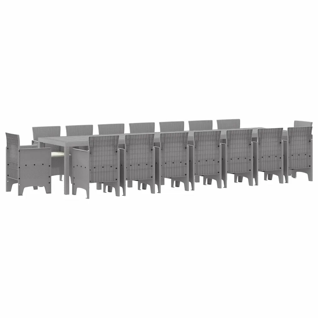 Set da pranzo da giardino con cuscini 17 pcs Grigio chiaro PP