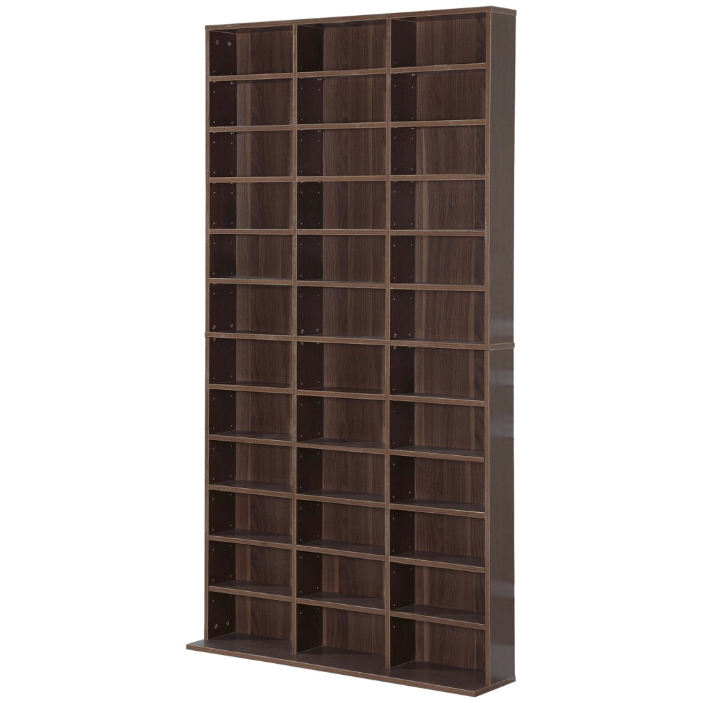 Libreria per CD e DVD con 36 scomparti ¨C zephmum ¨C marrone 102x23.5x195 cm