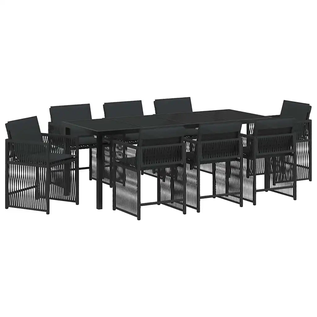 Set da Pranzo per Giardino 9 pcs Nero polyrattan 3380776