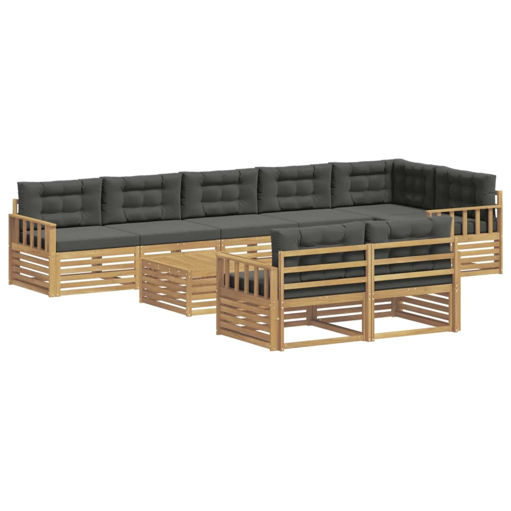 Set di divani da esterno 9 pz Bianco e Antracite Poliestere 3390717