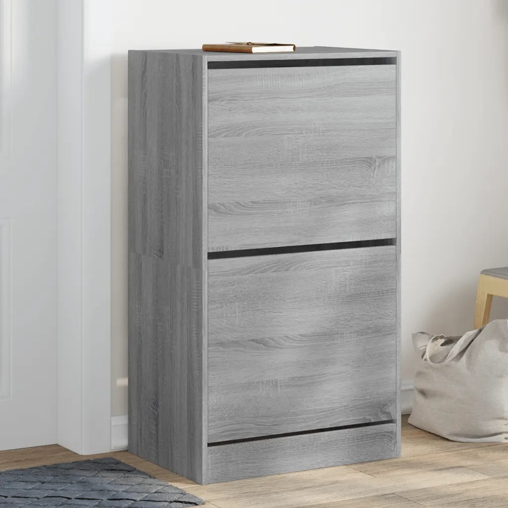 Scarpiera | Mobile per scarpe 2 Cassetti Ribaltabili Grigio Sonoma 60x42x108 cm