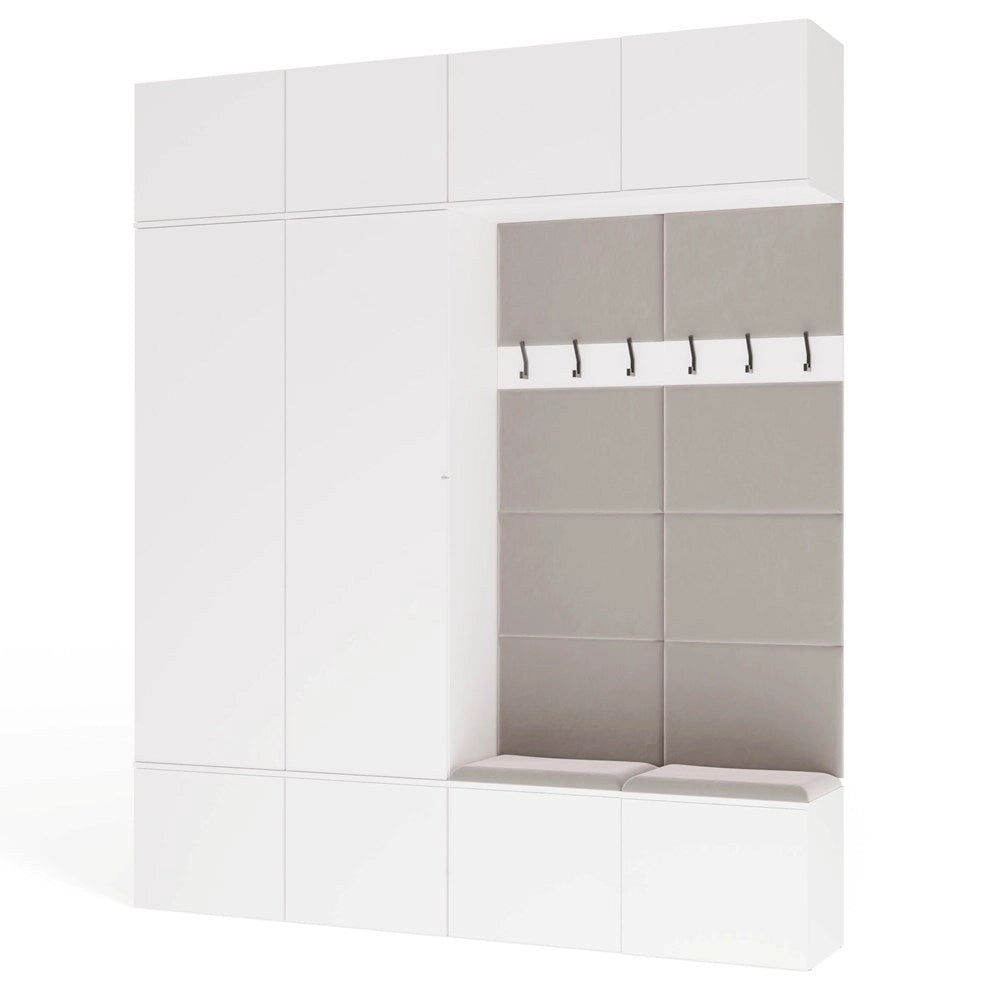 Guardaroba HAGA IV 2sz2w bianco 2x armadio + 2x appendiabiti per ingresso
