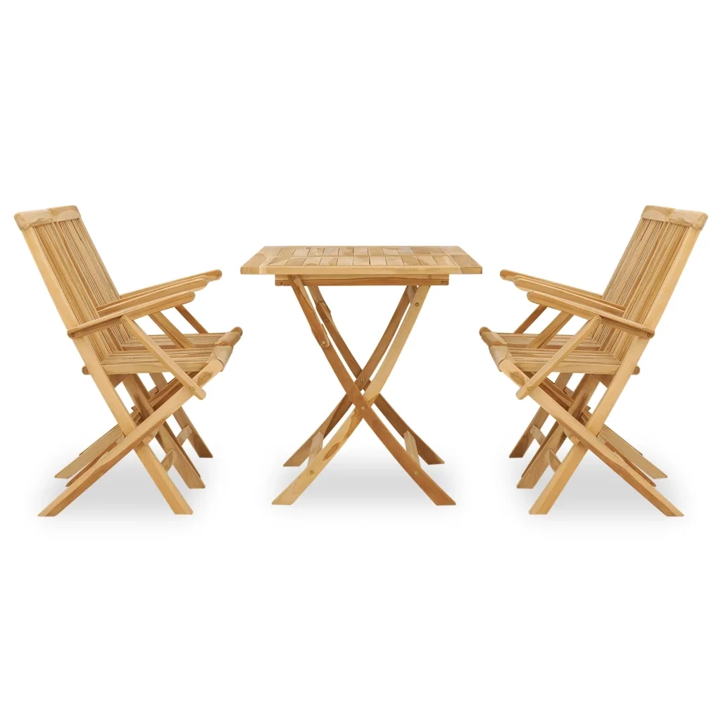 Set da Pranzo per Esterni 5 pz in Legno Massello di Teak 44686