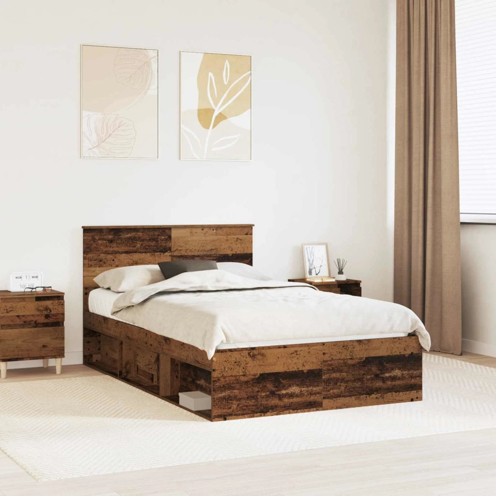 Struttura del letto con testiera Legno vecchio 135 x 190 cm