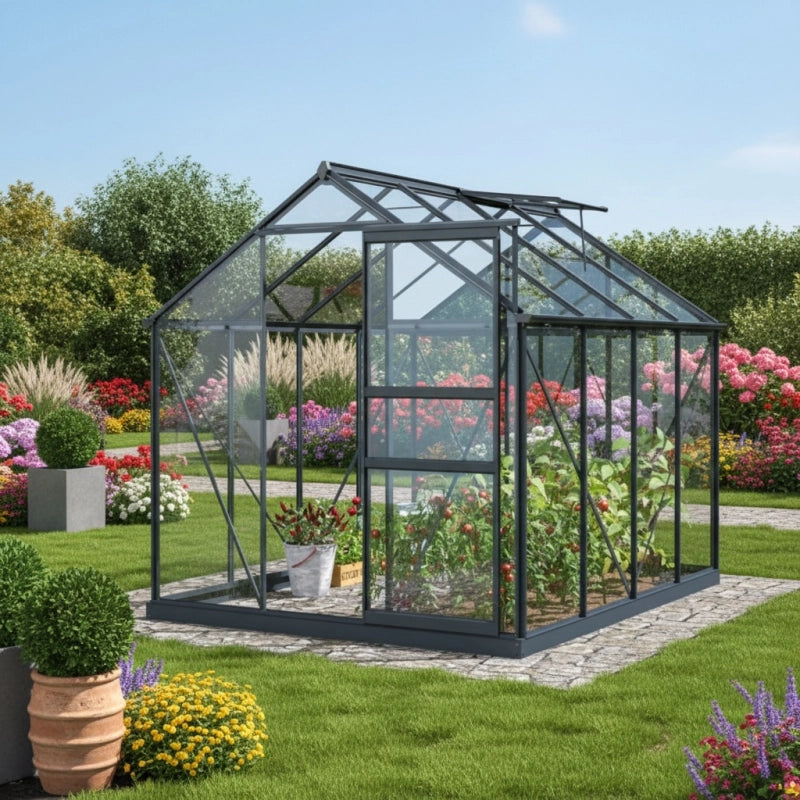 Serre en verre SEKURIT 106 4 mm - 5,77mÂ² - Gris anthracite